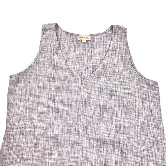 Anthropologie Cloth & Stone V-Neck Linen Fringe Hem Tank Gray - Picture 5 of 7